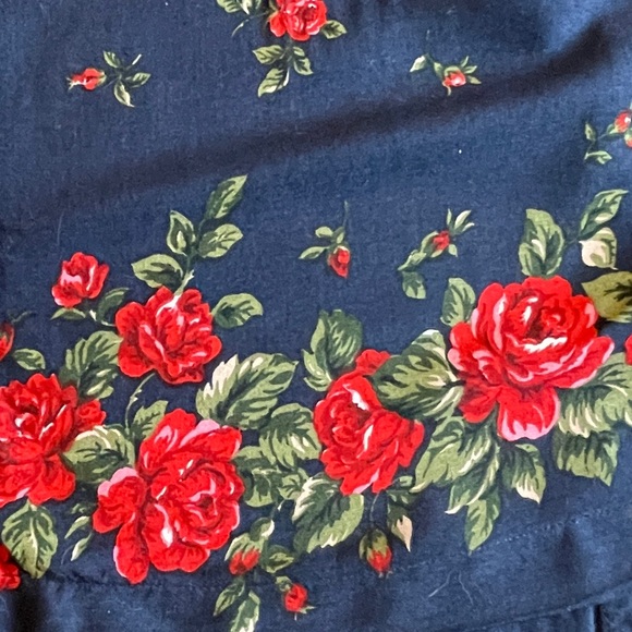 Navy/floral button down A line skirt - Picture 3 of 5